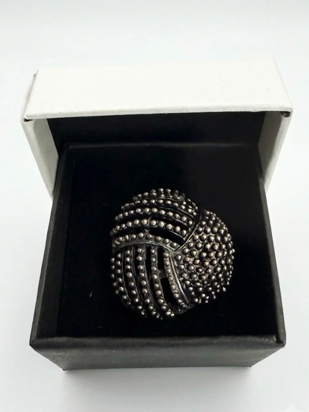 Black Beaded Dome Ring